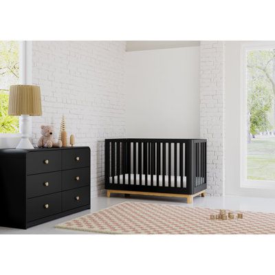 Introducing the Storkcraft Santos 3-in-1 Convertible Crib and Storkcraft Santos 6 Drawer Double Dresser Nursery Set. The Santos crib is designed to fit any standard full-size crib mattress (sold separately - we recommend any Graco crib mattress), is crafted from pine wood and engineered wood, and its applied finish has been tested to meet or exceed the applicable ASTM and CPSIA safety standards. The Santos crib is JPMA Certified, meaning it has been expert tested by independent laboratories to m Black Nursery Furniture, Dresser Nursery, Black Crib, Wood Crib, Changing Table Topper, Black Nursery, Nursery Furniture Collections, Baby Changing Table, Baby Changing Tables