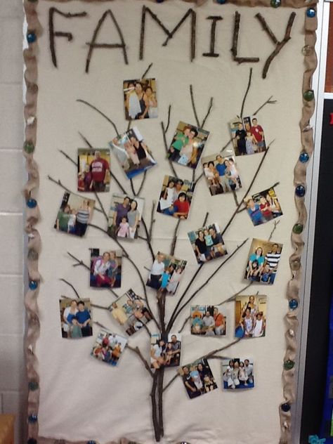 Family photo wall - Anti bias education starts with making sure all your students feel represented and comfortable in the classroom. #antibias #earlychildhood #preschoolclassroom Displaying Family Pictures, Family Tree For Kids, Keluarga Saya, Classroom Preschool, Preschool Family, Trees For Kids, Maluchy Montessori, Reggio Inspired Classrooms, Family Tree Project