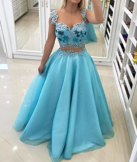 Spring Prom Dresses, Prom Dress Blue, Blue Evening Dress, Prom Dresses Two Piece, Sweetheart Prom Dress, Blue Evening Dresses, Long Prom Dresses, Piece Prom Dress, Applique Dress