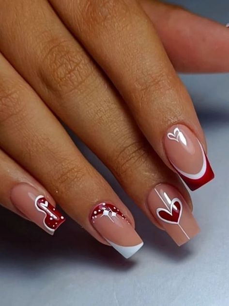 Valentines Nail Art Designs, Heart Nail Designs, Nail Vinyls, Manicure Nail Designs, Valentine Nail Art, February Nails, Nail Designs Valentines, Nail Designs Glitter, Short Nail Designs