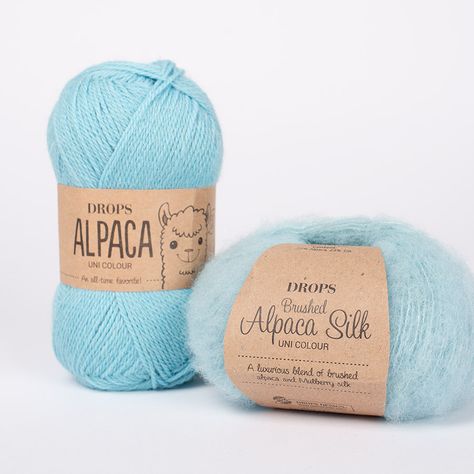 DROPS Alpaca + DROPS Brushed Alpaca Silk / Yarn combinations ~ DROPS Design Silk Yarn, Drops Design, Yarn Crafts, Mulberry Silk, Alpaca, Yarn, Turquoise, Graphic Design, Silk