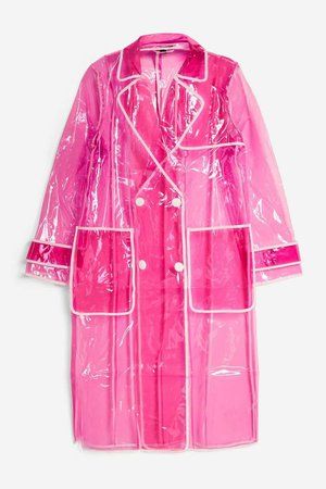 Clear Vinyl Trench Coat - Topshop USA | ShopLook Perry Mattfeld, Vinyl Trench Coat, Pink Raincoat, Outfit Yellow, Space Grunge, Raincoat Outfit, Vinyl Raincoat, Yellow Raincoat, Rain Jacket Women