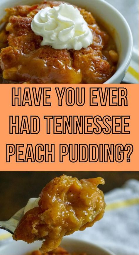 Have you ever had Tennessee peach pudding? - TASTYDONE Tennessee Peach Pudding, Peach Pudding, Pudding Recipes Homemade, Cobbler Recipes Easy, Easy Peach Cobbler Recipe, Peach Dessert Recipes, Homemade Pudding, Peach Cobbler Easy, Cake Mug