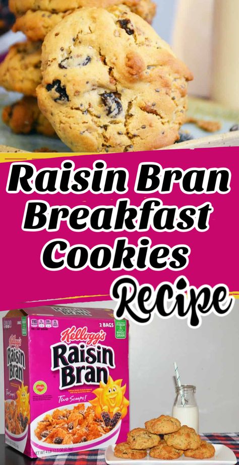 Bran Cookies Recipe, Raisin Bran, Bran Muffin Recipes, Oatmeal Cookies Easy, Raisin Recipes, Cereal Cookies, Breakfast Cookie Recipe, Cookies Healthy, Breakfast Cookies Healthy