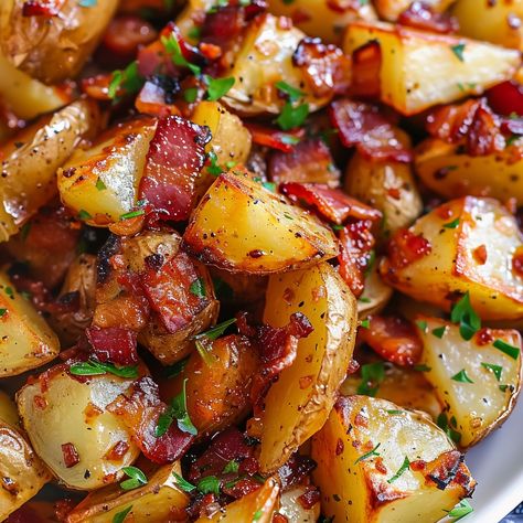 Baby Potato Recipes Roasted, Bacon Bits Recipes, Honey Bacon, Crispy Breakfast Potatoes, Potato Appetizers, Roasted Potato Recipes, Bacon Potato, Bacon Stuffed Mushrooms, Potato Recipes Side Dishes