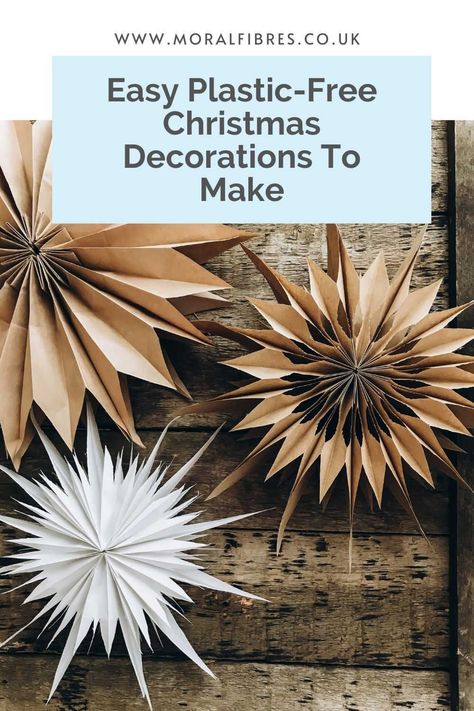 Make Paper Christmas Decorations, How To Make Paper Xmas Decorations, Diy Organic Christmas Decorations, Natural Material Christmas Decorations, Eco Friendly Holiday Decor, Easy And Cheap Christmas Decorations, Disposable Christmas Decorations, Cheese Cloth Christmas Crafts, Sustainable Xmas Decorations