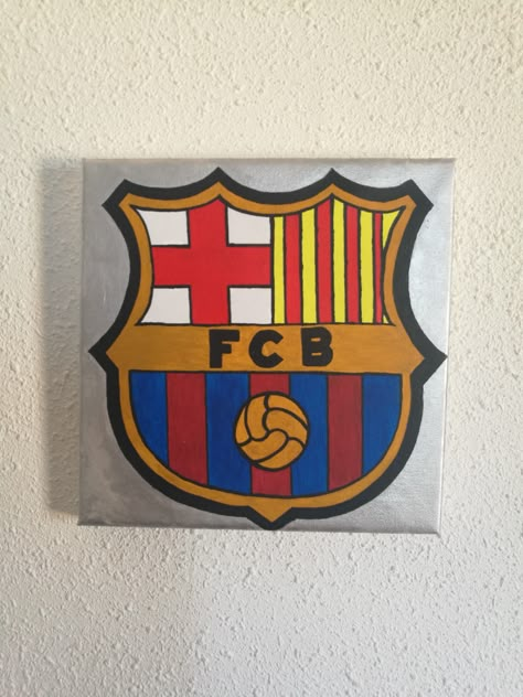 Barcelona Painting Acrylic, Soccer Painting Ideas On Canvas, Soccer Painting Ideas, Soccer Paintings, Cuadros Aesthetic, Soccer Drawing, Art Markers Drawing, Football Canvas, Colorful Canvas Art