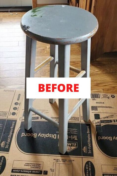 Bar Stool Makeover, Painted Bar Stools, Stool Makeover, Vintage Grain Sack, Diy Stool, Painted Stools, 2x4 Furniture, Farmhouse Vintage, Vintage Stool