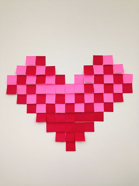 Post-it® Note Heart! Post It Note Window Art, Post It Wall Art, Sticky Notes Ideas Wall Post It Art, Post It Heart, Heart Post It, Post It Note Art, Sticky Note Crafts, Post It Art, Freedom Wall