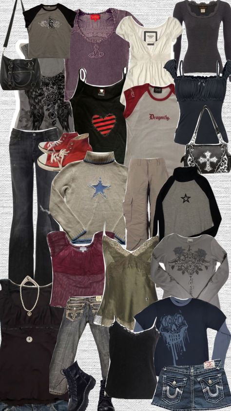 early 2000s fashion #early2000s #y2k #y2kfashion #myfirstshuffle #music #vintage #collage #slay #red #outfitcheck #outfitinsp Y2k British Fashion, Early 2k Fashion, 2000s Punk Aesthetic Outfits, Y2k Early 2000s Outfits, Early Fashion 2000s Outfits, Early 2000s Fashion Y2k, Early Y2k Fashion, Early 2000s School Outfits, 2000s Fashion Collage