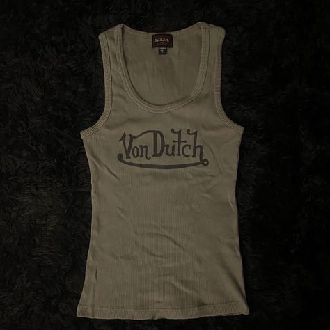 Von Dutch Y2k, Von Dutch Tank Top, Von Dutch Shirt, Von Dutch Top, Mcbling Outfits, Clothes Moodboard, Vintage Tanks, Dream Closet Clothes, Tank Tops Diy