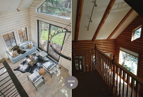 Modern Log Home Interiors, Modern Log Cabin Interior, Log Interior, Log Cabin Renovation, Log Cabin Remodel, Log Cabin Modern, Modern Log Home, Cabin Homes Interior, Modern Cabin Interior