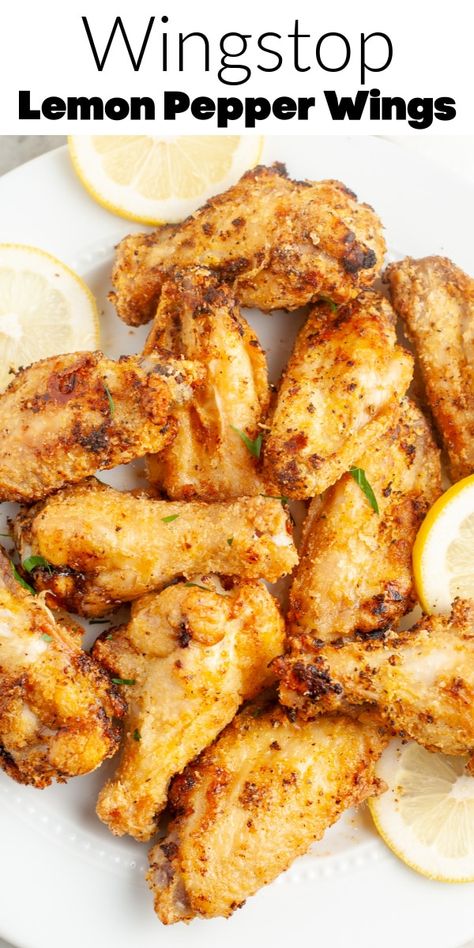 Copycat Wing Stop Lemon Pepper Wings, Lemon Pepper Wing Stop Recipe, Keto Lemon Pepper Wings, Lemon Pepper Seasoning Recipe For Wings, Wings Lemon Pepper Recipe, Lemon Pepper Chicken Wing Sauce, Airfryer Chicken Wings Lemon Pepper, Air Fryer Chicken Wingettes, Copycat Wingstop Lemon Pepper Wings