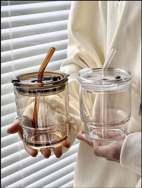 BLUEPOLAR 13oz/400ml Tumbler Water Glass, Cups with Straw and Lid Sealed Carry on for Coffee, Iced Tea, Thick Wall Insulated Glass Cup (Amber) Glass Straw Cup, Bubble Tea Cup, Breakfast Mug, Glass Cup With Lid, To Go Coffee Cups, Cup With Lid And Straw, Reusable Coffee Cup, Cup With Lid, Cute Kitchen