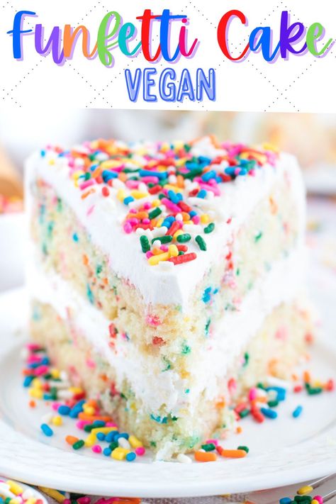 Best Vegan Cake, Vegan Funfetti Cake, Dairy Free Buttercream, Circle Cake, Vegan Birthday Cake, Dairy Free Cake, Plant Milk, Vegan Cake Recipes, Healthy Vegan Desserts