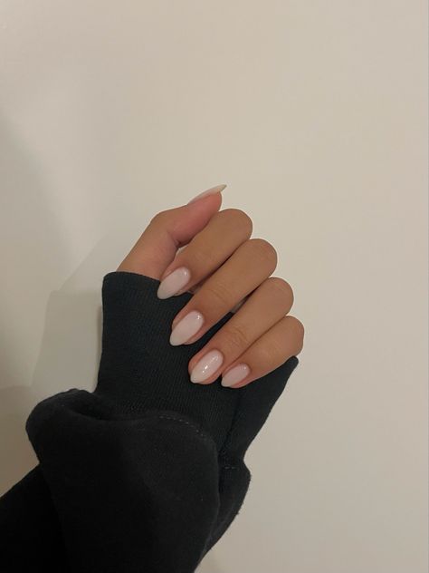 Hoț Girl Nails Almond, Nails To Match White Dress, Simple Everyday Nails, Acrylic Plain Nails, Basic Nude Nails, Cleangirl Nails, Oat Milk Nails, Plain Nails Acrylic, Creamy White Nails