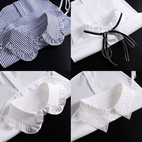 Smarter Shopping, Better Living! Aliexpress.com Fake Collar Outfit, Collar Outfits, Bustier Pattern, Collar Shirts Women, Half Shirt, False Collar, Women Embroidery, Blouse Casual Fashion, Scrapbook Gift