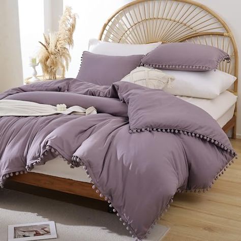 Violet Bed Comforter, Purple Duvet Cover Twin, Boho Bedding Purple, Mauve Grey Bedding, Violet Room Bed, Purple Quilt Cover, Navy Pink And Gray Bedroom, Gray And Dusty Purple Bedroom, Pink And Purple Bedding Comforter Sets