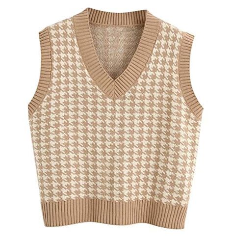 PRICES MAY VARY. Material:Made by polyester.Comfortable,breathable and skin-friendly.Right for most women. This casual knit sweater vest has delicate houndstooth pattern knit and loose style design.It is classy,sexy,soft shirt for women. The sweater vest mixes easily with pants,or other print, legging or shorts.It’s modern yet vintage, channeling a 90’s style. Occasion:Suitable for casual, working, outside sports,club,school,home,vacation,yoga,running,jogging,gym,workout,daily wear and other out Women Sweater Vest, Winter Women Sweater, Sleeveless Sweater Cardigan, Winter Knit Sweater, Sleeveless Sweater Vest, Women Sweaters Winter, Sweater Oversize, Sweater Vest Women, 2021 Fashion