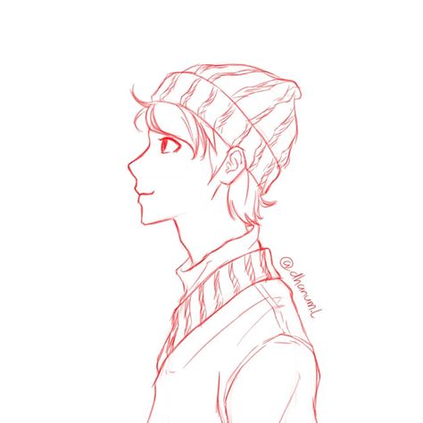 Beanie Side Profile, Boy With Beanie Drawing, Boy Side Profile Drawing, Beanie Sketch, Beanie Drawing References, Boy Side Profile, Sketch Of Boy, Beanie Drawing, Boy And Girl Sketch