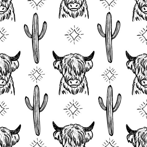 Highland Cow, Cute Wallpapers, Cow, United States, Digital Prints, Wallpapers, Black And White, Iphone, Pattern