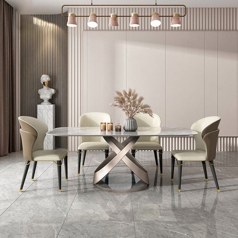 What is Included Product Collection: 2 Beige Chairs Grey 51"L x 31"W Grey 55"L x 31"W Grey 63"L x 35"W Grey 71"L x 35"W 5 Pieces: Table 4 Chairs 6 Pieces: Table 5 Chairs Popular Table Lengths: 54 inches 60 inches 72 inches Table Height: Standard Height (28"-33") Style: Scandinavian Shape: Rectangle Material: Leather Metal Table Top Material: Slate Table Base Material: Metal Color: Off-White Grey Table Top Color: Gray Table Base Color: Gold Table Base Type: Pedestal Back Style: Upholstered Back S Double Pedestal Dining Table, Leather Wingback, Living Room Orange, Stone Dining Table, Leather Side Chair, Dining Room Table Set, White Table Top, Grey Table, Sintered Stone