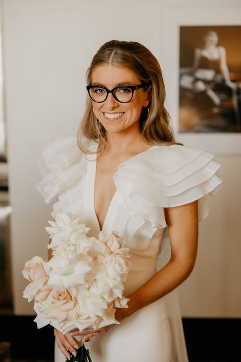 Bride Wearing Glasses, Belfast City Centre, Bride With Glasses, Belfast City, Pronovias Wedding Dress, Ireland Wedding, Sophisticated Bride, Planning Wedding, Wedding Outdoor