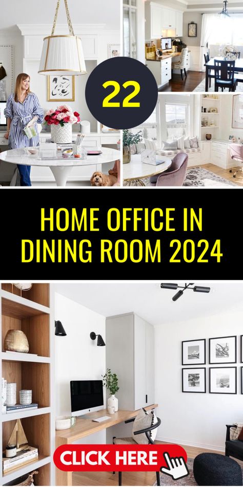 Dining Room With Office Area, Home Office In Dining Room Ideas, Dining Room Work Space, Office In Dining Room Ideas, Desk In Dining Room Ideas, Home Office Dining Room Combo, Dining Room To Office Conversion, Home Office In Dining Room, Dining Room Office Combo Ideas