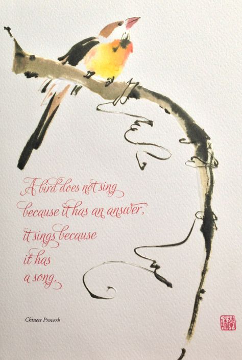 "A bird does not sing because it has an answer, it sings because it has a song." Start Quotes, Singing Quotes, Kinds Of Birds, Life Words, Writing Words, Little Bird, A Song, Riddles, Thought Provoking