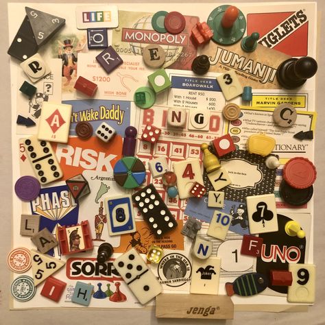 Retro Board Games, Ispy Aesthetic, I Spy Aesthetic, Ispy Core, Vintage Board Games Aesthetic, Playing Board Games Aesthetic, Gaming Collage, Board Game Aesthetic, Board Games Aesthetic