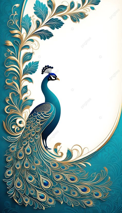 Peacock Wallpaper Backgrounds, Peacock Background, Wedding Cards Design, Funny Bird Pictures, Marriage Card, Free Wedding Cards, Gold Design Background, File Decoration Ideas, Peacock Wallpaper