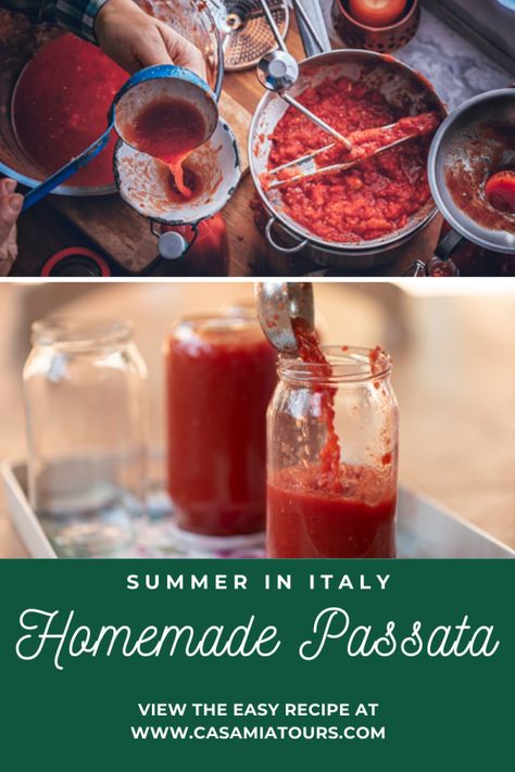 Homemade Passata Recipe, Tomato Passata Recipe, Passata Recipes, San Marzano Tomatoes Recipes, Tomato Chutney Recipe, Food Mill, Summer In Italy, Homemade Salsa Recipe, Italian Foods