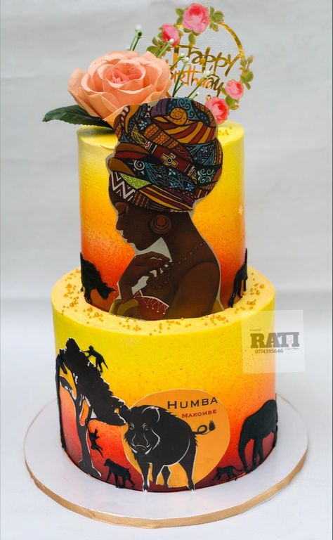 African Themed Cake, Afro Cake Ideas, African Birthday Cake, African Cake Design, Africa Cake, African Wedding Cakes, African Cake, Traditional Wedding Cakes, Patterned Cake