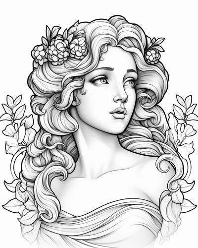 Greece Coloring Pages Aphrodite Coloring Page, Persephone Coloring Page, Greek Goddess Coloring Pages, Aphrodite Goddess Drawing, Greek Goddess Sketch, Aphrodite Art Drawing, Aprodithe Goddess, Aphrodite Sketch, Pandora Greek Mythology