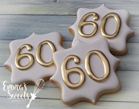 50th Anniversary Cookies, 60th Birthday Ideas For Mom, Anniversary Cookies, 75th Birthday Parties, 60th Bday, 60 Birthday, Lemon Sugar Cookies, Cookie Inspiration, 60th Birthday Party