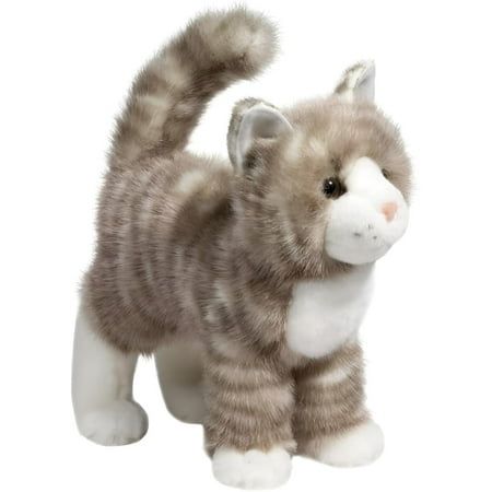 There's a lot to love about Zipper, our charming Gray Tabby Cat stuffed animal! She features a distinctive grey striped coat that is soft and huggable. Realistic white markings add flair to her design. Zipper's stand up pose has been inspired by and modeled after real cats, which gives her that additional helping of lifelike realism! Lively dark eyes and a pink sculpted nose lend Zipper an endearing expression that is hard to resist. Give this cuddly plush feline a forever home today and you won Grey Tabby Cat, Gray Tabby Cat, Cat Stuffed Animal, Striped Coat, Grey Tabby, Gray Tabby, Cat Plush Toy, Stuffed Animal Cat, Cat Plush