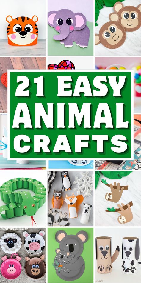 Looking for fun and easy animal crafts for kids and preschoolers? Discover a variety of DIY craft ideas like paper plate crafts, handprint crafts, and felt crafts. Explore the world of farms, zoos, jungles, and forest animal crafts with our exciting craft ideas. Let your little ones unleash their creativity with these easy and cute craft projects. Start your safari-themed adventure today with our collection of paper animal crafts. Animal Crafts Preschool Easy, Animal Construction Paper Crafts, World Wildlife Day Crafts For Kids, Foam Animals Crafts, Animal Crafts For 1st Grade, Wild Animal Art And Craft For Preschool, Easy Zoo Crafts For Preschoolers, Crafts Animals For Kids, Animals Teaching Ideas