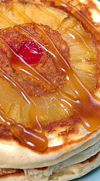 Pineapple Upside Down Pancakes Pina Colada Pancakes, Upside Down Pineapple Pancakes, Pineapple Pancakes Recipe, Pineapple Upside Down Pancake Recipe, Tropical Pancakes, Waffle Pancakes, Pineapple Upside Down Pancakes, Pineapple Pancakes, Hawaiian Breakfast