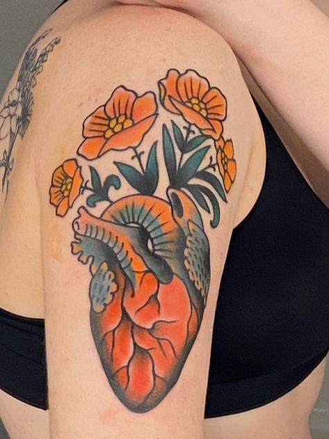 Anatomically Correct Heart Tattoo, Heart Reference, Toucan Tattoo, Anatomically Correct Heart, Anatomical Heart, American Traditional, Piercing Tattoo, By Max, Body Mods