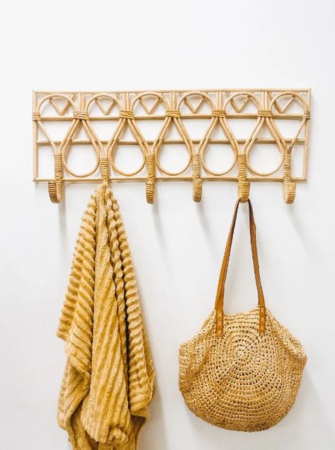 Rattan Bathroom Decor, Rattan Hooks, Rattan Organizer, Wall Pegs, Hooks For Towels, Hanging Rattan, Bathroom Tool, Baby Room Organization, Purse Hanger