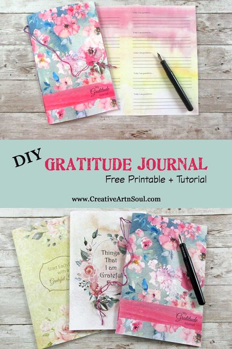 Gratitude Journal Free Printable, Diy Gratitude Journal, Journal Free Printable, Free Gratitude Journal, Rag Bows, Printable Gratitude Journal, Altered Journal, Journaling Printables, Journal Creative