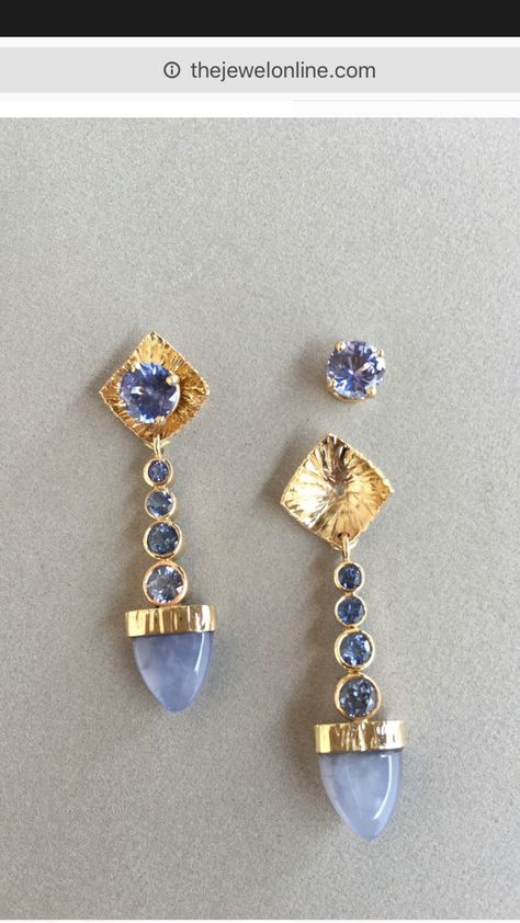 Blue And Gold Earrings, Gallery Jewelry, Gold Snake Chain, And Peggy, International Jewelry, The Jewel, Emerald Earrings, Crystal Stud Earrings, Blue And Gold