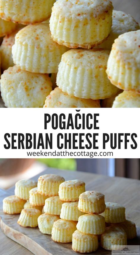 These fabulous, puffy, mile-high, one-bite cheese snacks will be the talk of your next party or get together. A traditional Serbian recipe, we’re loving how easy POGAČICE are to make! Serve them as an appetizer or pop them in your lunchbox for a tasty treat! #appetizer #newyearseve #recipe Cheese Puffs Recipe, Eastern European Recipes, Cheese Puffs, Appetizers Easy Finger Food, Serbian Recipes, Cheese Snacks, Croatian Recipes, European Cuisine, European Food