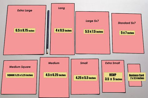 Standard Wedding Invitation Size, Envelope Size Chart, Standard Card Sizes, Japanese Birthday, Pocketfold Invitations, Hidden Agenda, Birthday Invitation Card, Wedding Invitation Size, Wedding Inside