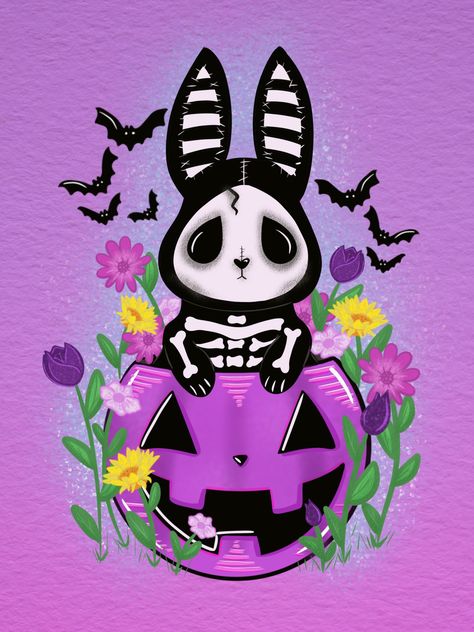 This is for one 5x7 postcard of a digital illustration I did featuring a spooky cute bunny celebrating the coming of spring from her little pumpkin home!  Printed on professional high quality velvet fine art paper. Textured Matte, 100% cotton fiber paper features an acid-free base with an elegant velvet surface that delivers a high Dmax and wide color gamut. All artwork is on signed and packaged in Archival Clear Bags between cardboard inside moisture resistant packaging to ensure its safety. Pastel Goth Art, Cute Wall Art, Wall Art Pastel, Art Pumpkin, Gothic Wall Art, Easter Wallpaper, Spring Bunny, Art Pastel, Pumpkin Art