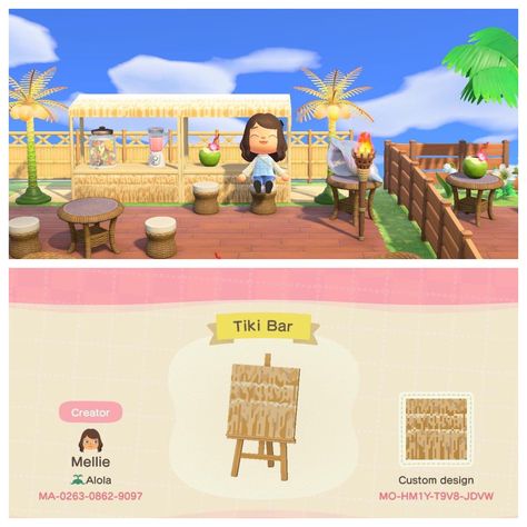 Acnh Tiki Bar Design, Creature Street, Anch Ideas, Acnh Inspiration, Motif Acnl, Animal Crossing 3ds, Tiki Bars, Ac New Leaf, Animal Crossing Guide