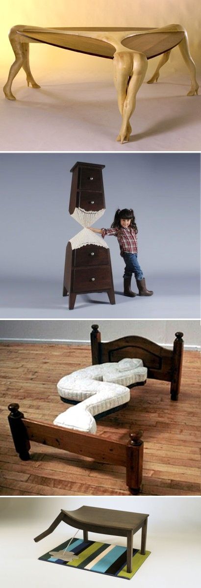 Weird furniture designs Cursed Furniture, Unusual Bedside Tables, Before After Furniture, Funny Furniture, Weird Furniture, Council House, Teapots Unique, Furniture Feet, Weird Stuff