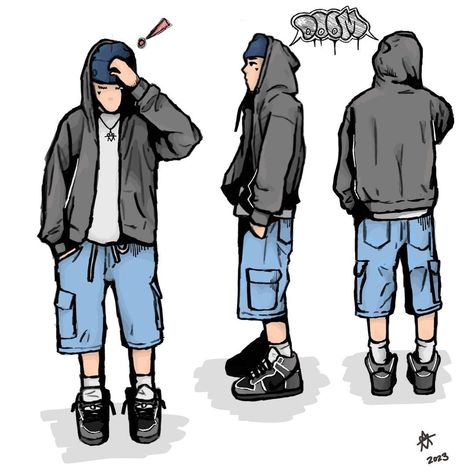 Jorts Drawings, Street Wear Sketch, Baggy Clothes Drawing Reference, Street Wear Drawing, Graffiti Outfit, Streetwear Drawing, Pretty Hair Cuts, Chicano Drawings, Best Gaming Wallpapers