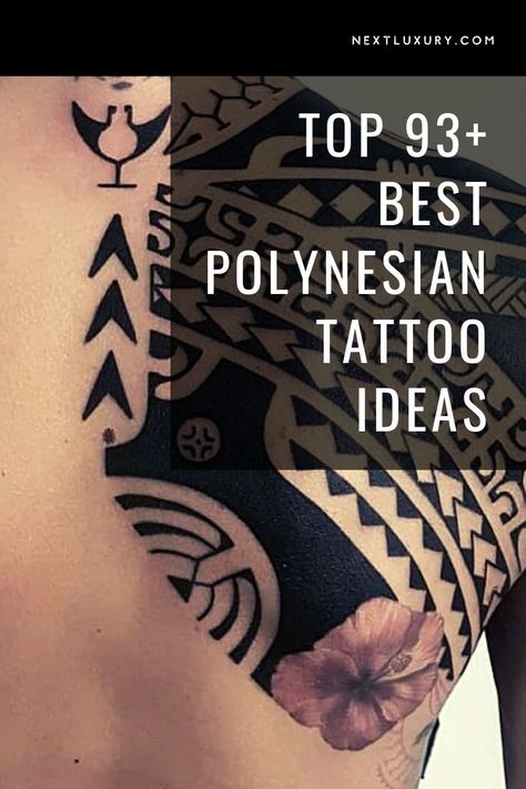 Polynesian tattoos are most often connected with rites of passage or a significant transformation. Most often etched with precision detail in black ink, they are an essential and immutable part of tattoo culture for men and women. #nextluxury #polynesiantattoo #tribaltattoos #polynesiantattoodesigns #culturetattoos Polenisian Tattoo Ideas, Polynesian Tattoo Designs Symbols And Meanings, Women Samoan Tattoo, Fine Line Polynesian Tattoo, French Polynesia Tattoo, Wahine Tattoo, French Polynesian Tattoo, Polynesian Back Tattoo For Men, Chest Plate Tattoo Female