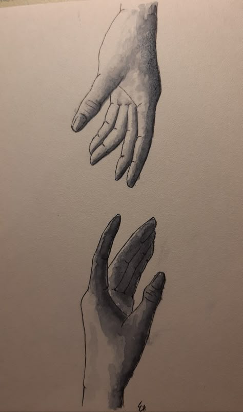 Hands Reaching For Each Other Drawing, Abandonment Issues Art, Two Hands Painting, Hands Reaching Out Drawing, Hands Letting Go, Two Hands Touching Drawing, Reaching Out Drawing, Hands Reaching For Each Other, Hand Reaching Out Drawing